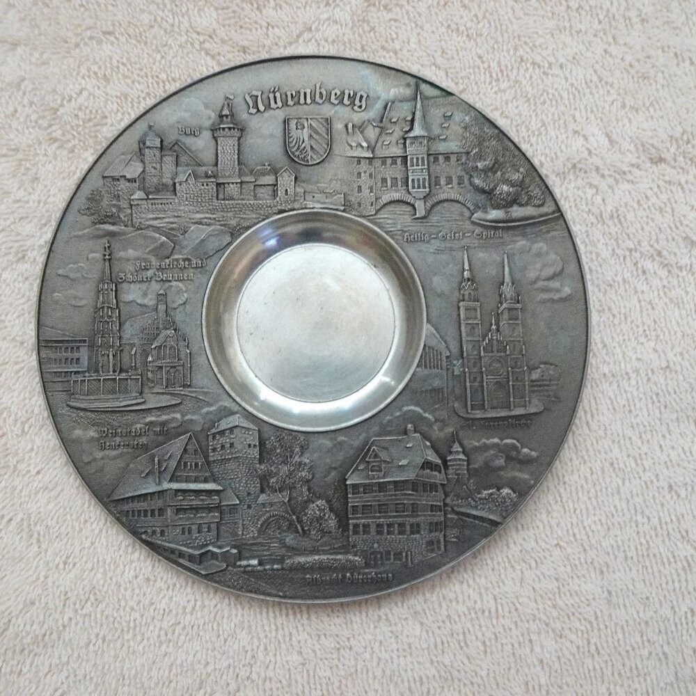 Vintage Zinn-Giesser-Innung 5” Pewter Handwerks Plate Signed Siegel Nurnberg